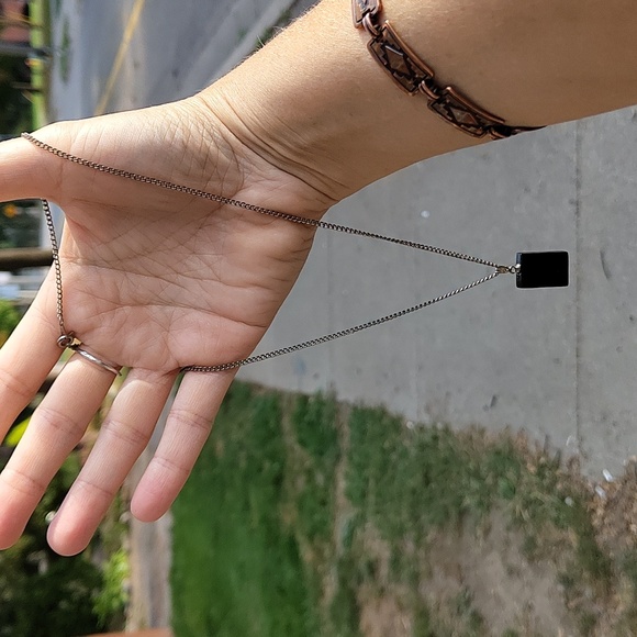 MOP and  black enamel reversible fashion necklace - Picture 3 of 3